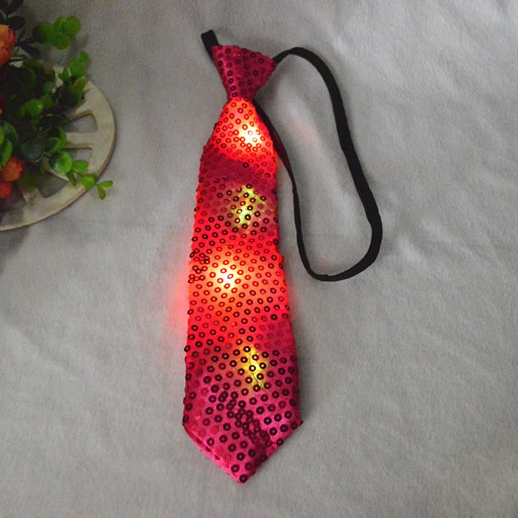 menolana Sequins LED Necktie Light Up Neck Tie Flashing for Adult Kids Party Costume - Red, as described : Clothing, Shoes & Jewelry