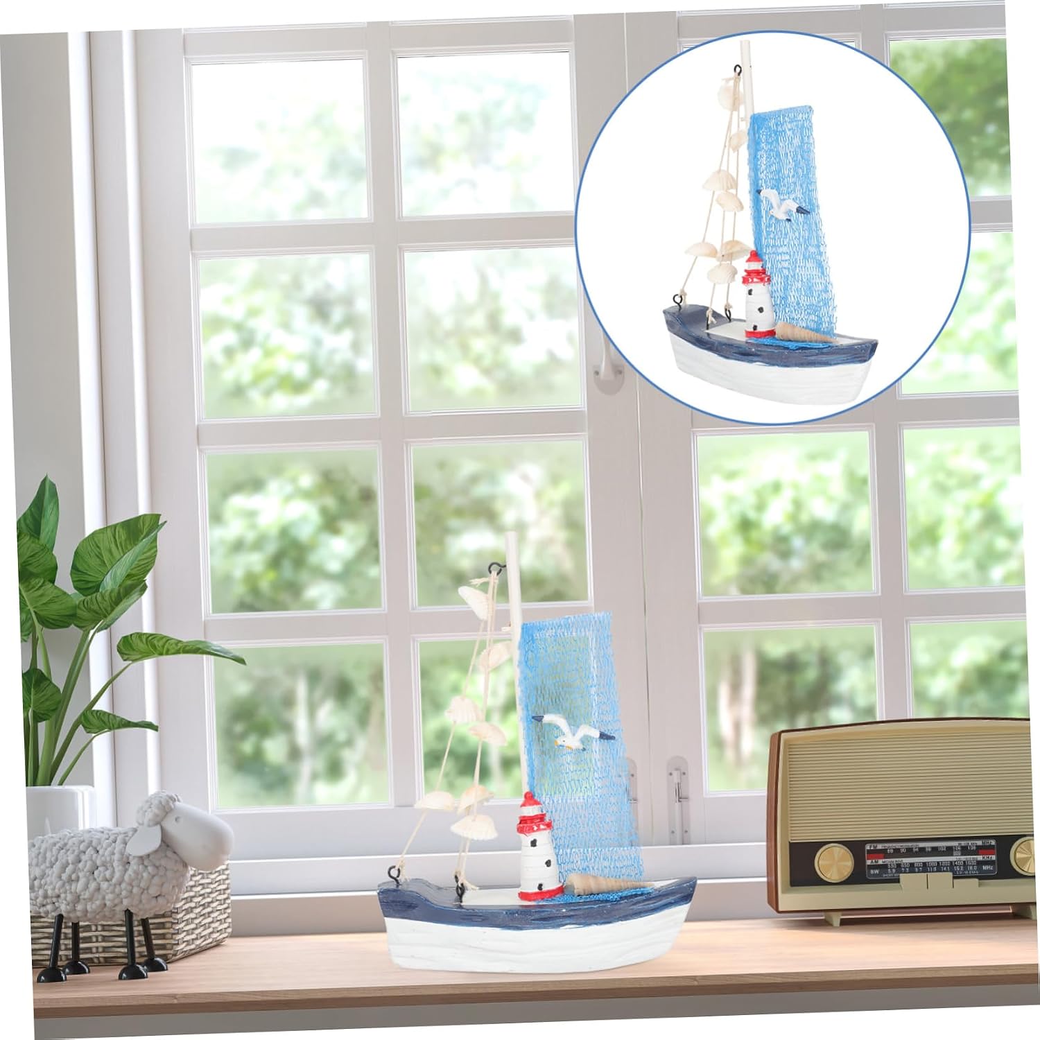 OSALADI Wooden Sailboat Figurine Mediterranean Decor Perfect for Home Office and Present