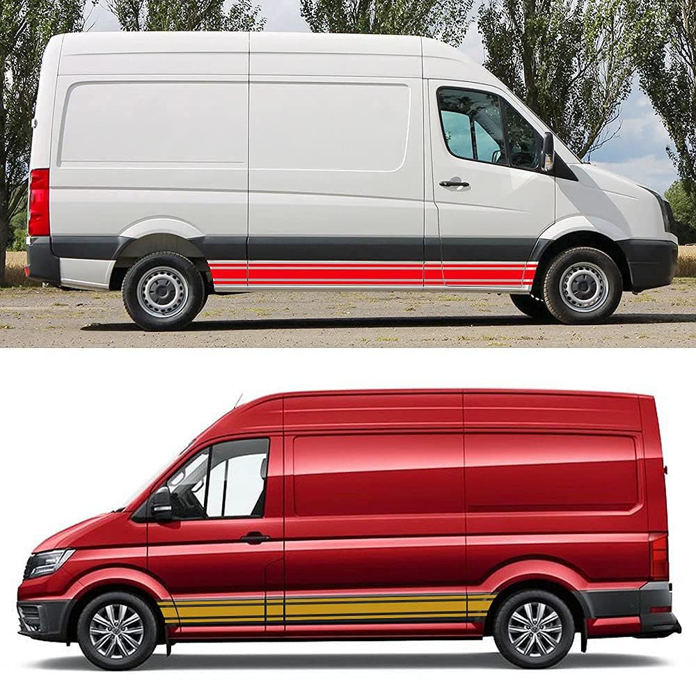 UNCLE LIAO Car Side Skirt For VW Crafter Auto Car Door Sticker Side Step Skirt.,Yellow