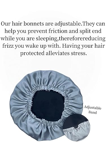 Miniatura 4 de Paquete de 2 gorros reversibles de satén y seda para dormir y uso en gorro de noche