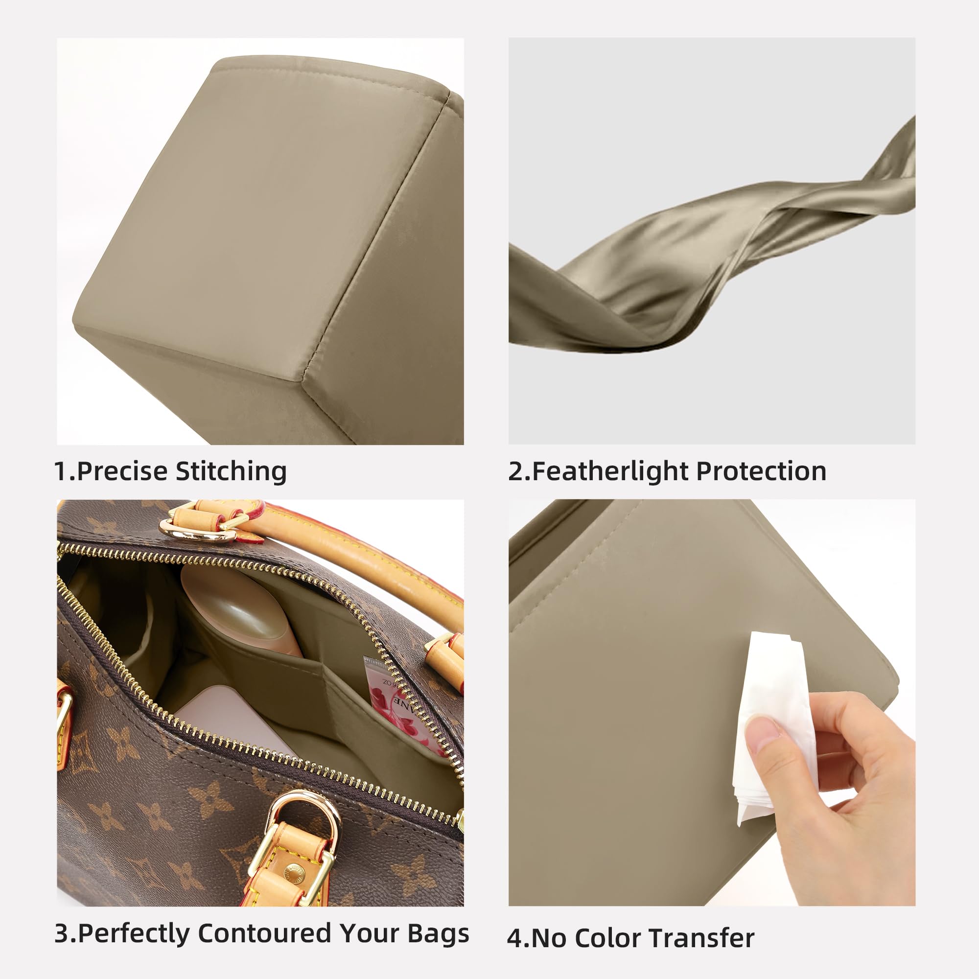 DGAZ Organiseur de sac en soie pour LV Speedy, organiseur de sac à main lisse et soyeux, sac à main et fourre-tout de luxe (SP25, doré DGAZ Organiseur de sac en soie pour LV Speedy, organiseur de sac à main lisse et soyeux, sac à main et fourre-tout de luxe (SP25, doré