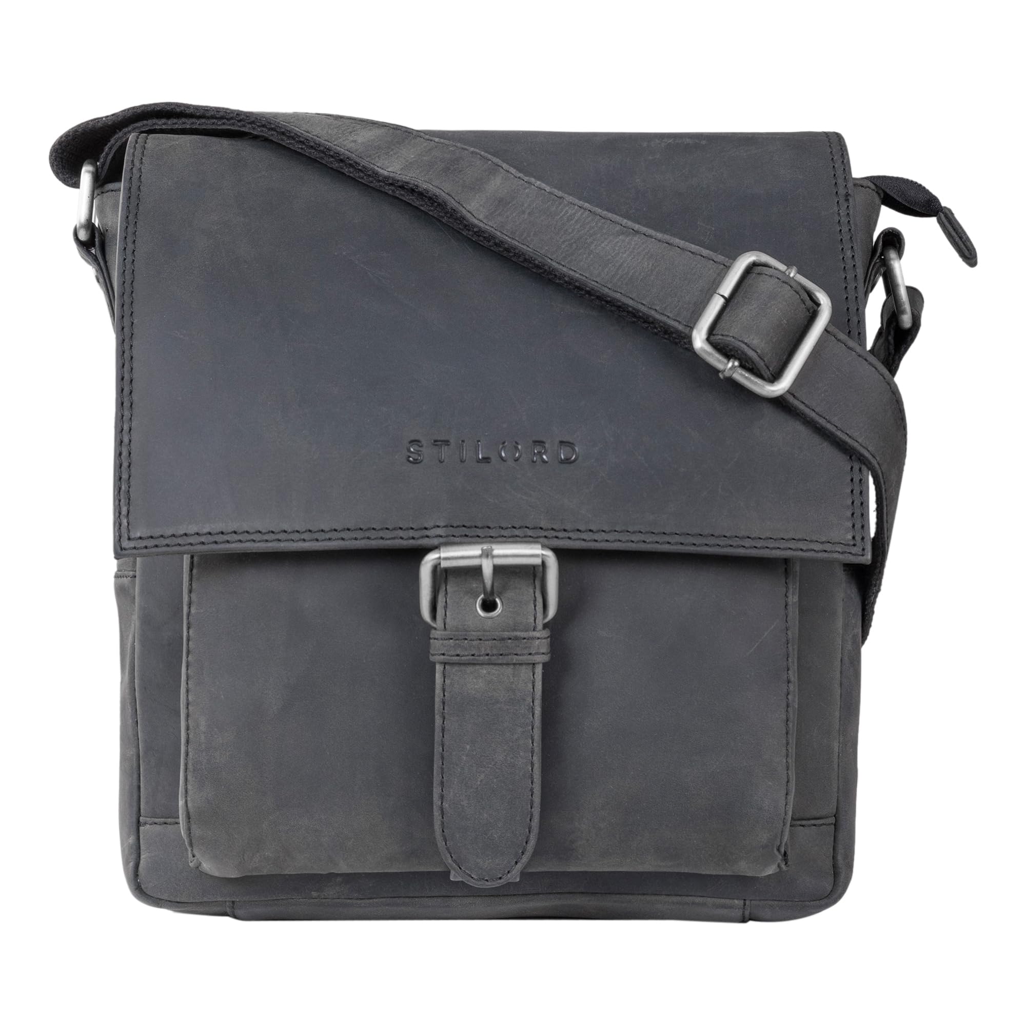 STILORD Mattia kleine schoudertas mannen leder vintage iPad hoes 10.1 inch lade tas boodschappentas runderhuid leer antiek Kleur:middel - bruin