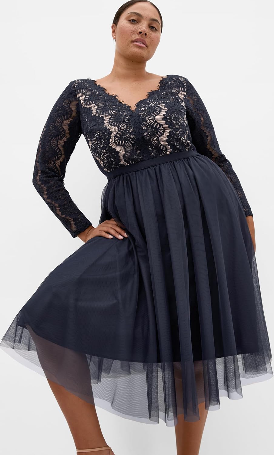 City Chic Plus Size Dress - Rare Beauty Lace Midi