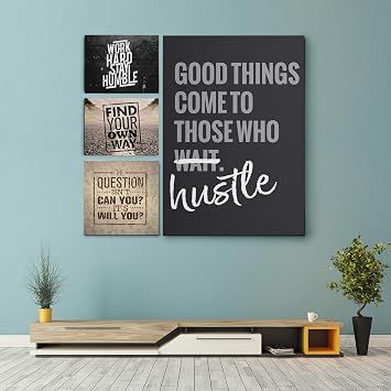 CanvasChamp Wall Art, Inspirational & Motivational Canvas Print Decor for Schools, Libraries, Offices, Gyms, and more, with Phrase (Good Things Come to Those Who Hustle, 10 x 14)
