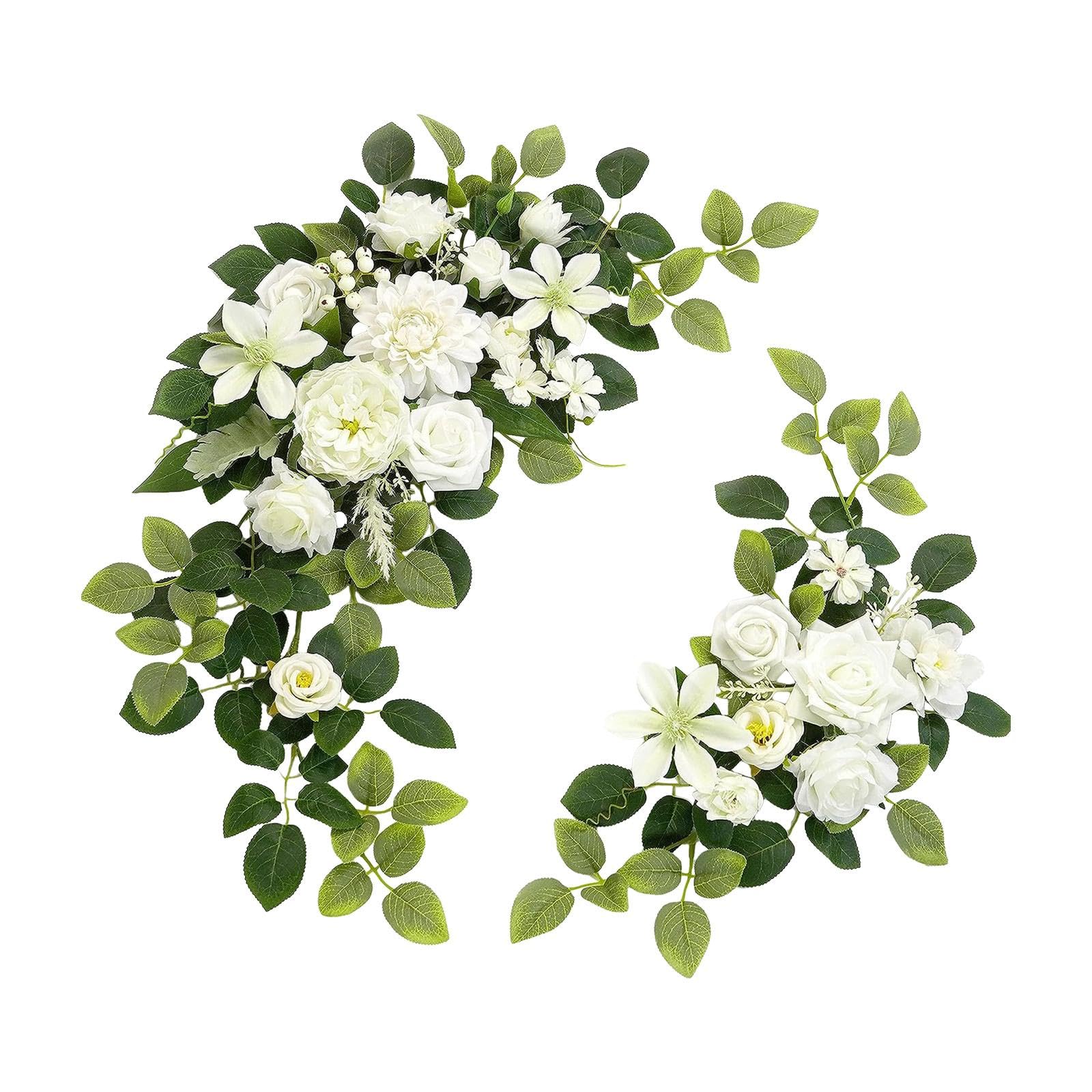 2 x Hochzeitsbogen, Blumenbogen, Blumenarrangement, künstliche Blumengirlande für Party, Weiß