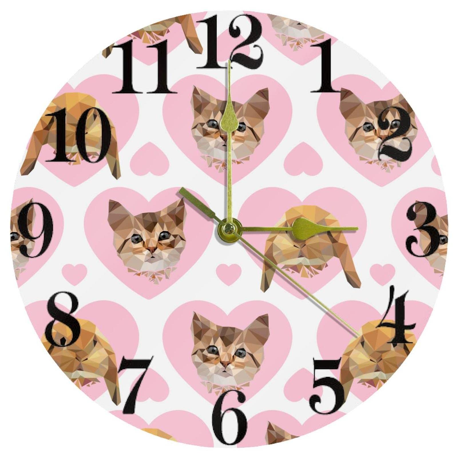Horloge murale à quartz silencieuse 25 cm à piles rose pour maison