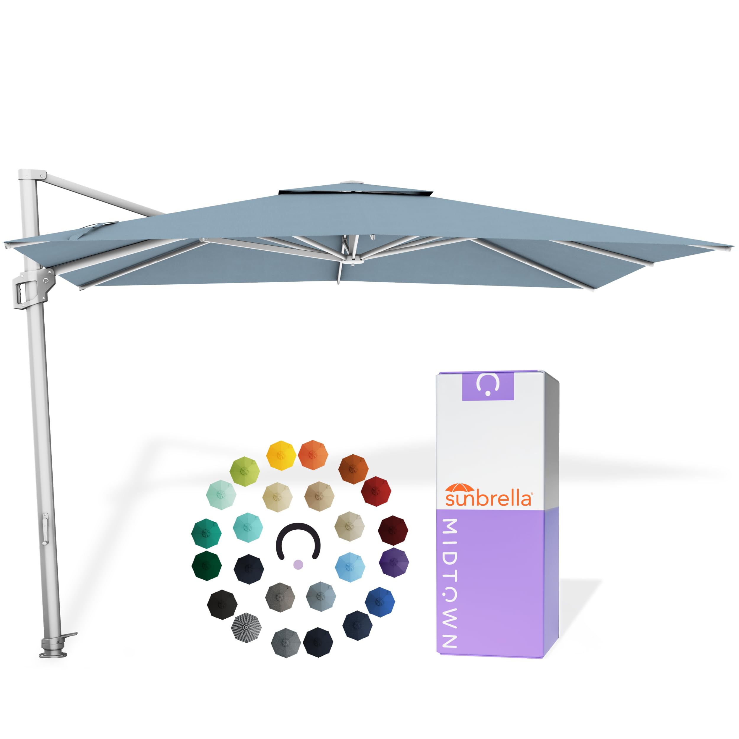 Midtown Umbrellas Grande Square - 9 x 9 Ft Cantilever Umbrella