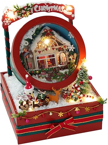 Miniatura 2 de Kit de casa de muñecas en miniatura para bricolaje, caja de jardín, casa de muñecas de Navidad, habitación creativa con muebles, rompecabezas