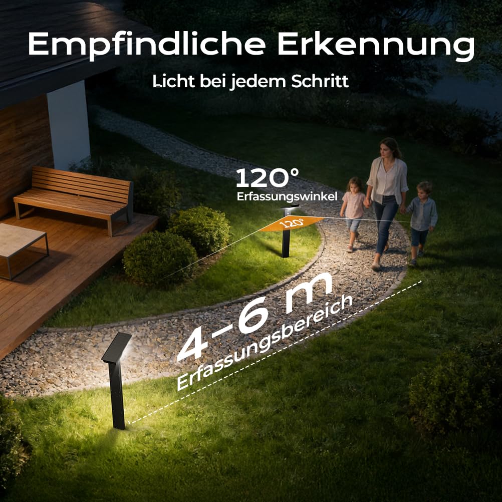 OUSFOT Bewegungsmelder Aussen Solarlampen mit 3 Beleuchtungsmodi 2 Stück