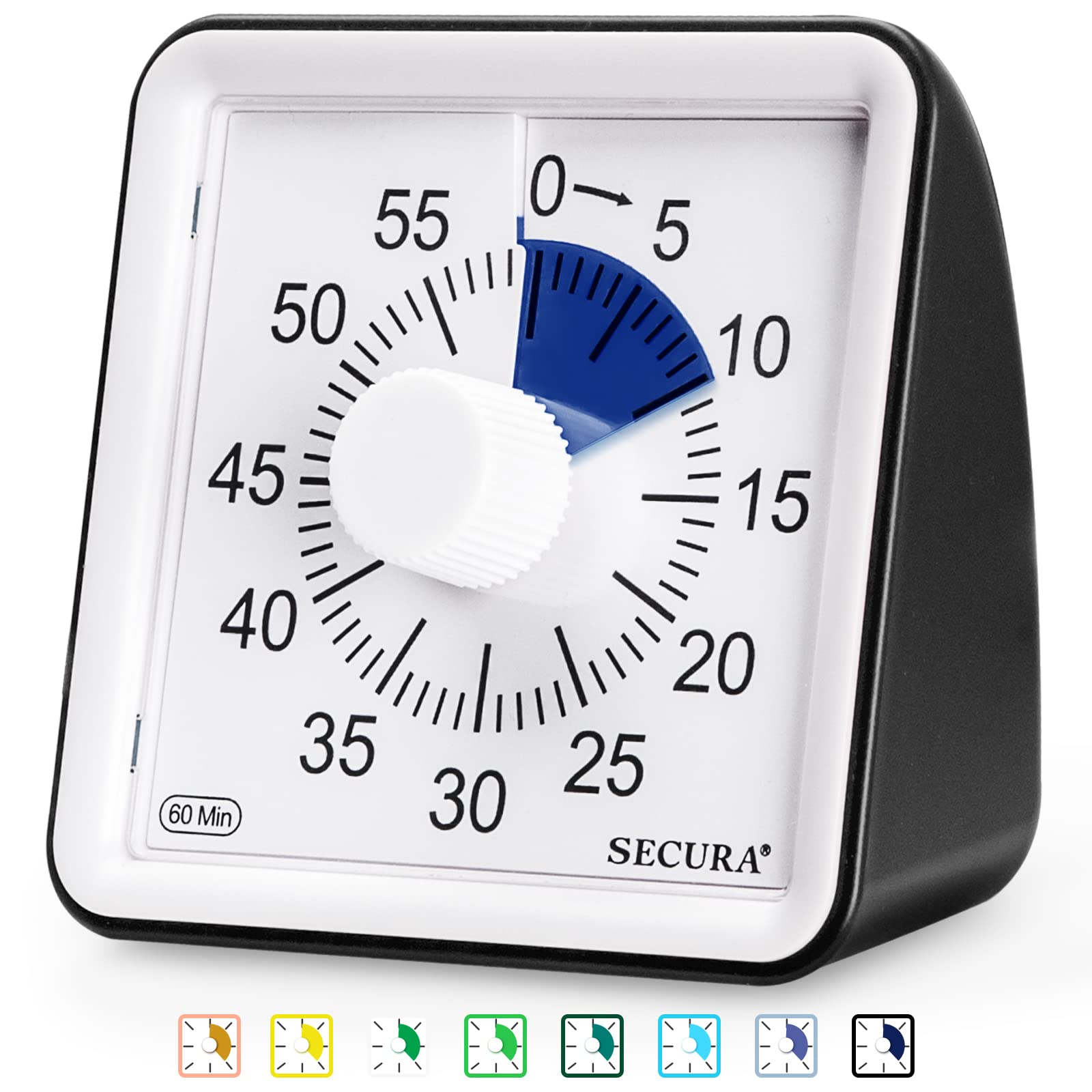 Secura 60-Minute Visual Timer, Classroom Classroom Timer, Countdown Timer for Kids and Adults, Time Management Tool for Teaching (Navy Blue & Black)