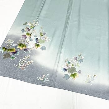 Amazon.co.jp: 総刺繍 ぼかし染 品ある花 単衣 訪問着 品 正絹 金糸
