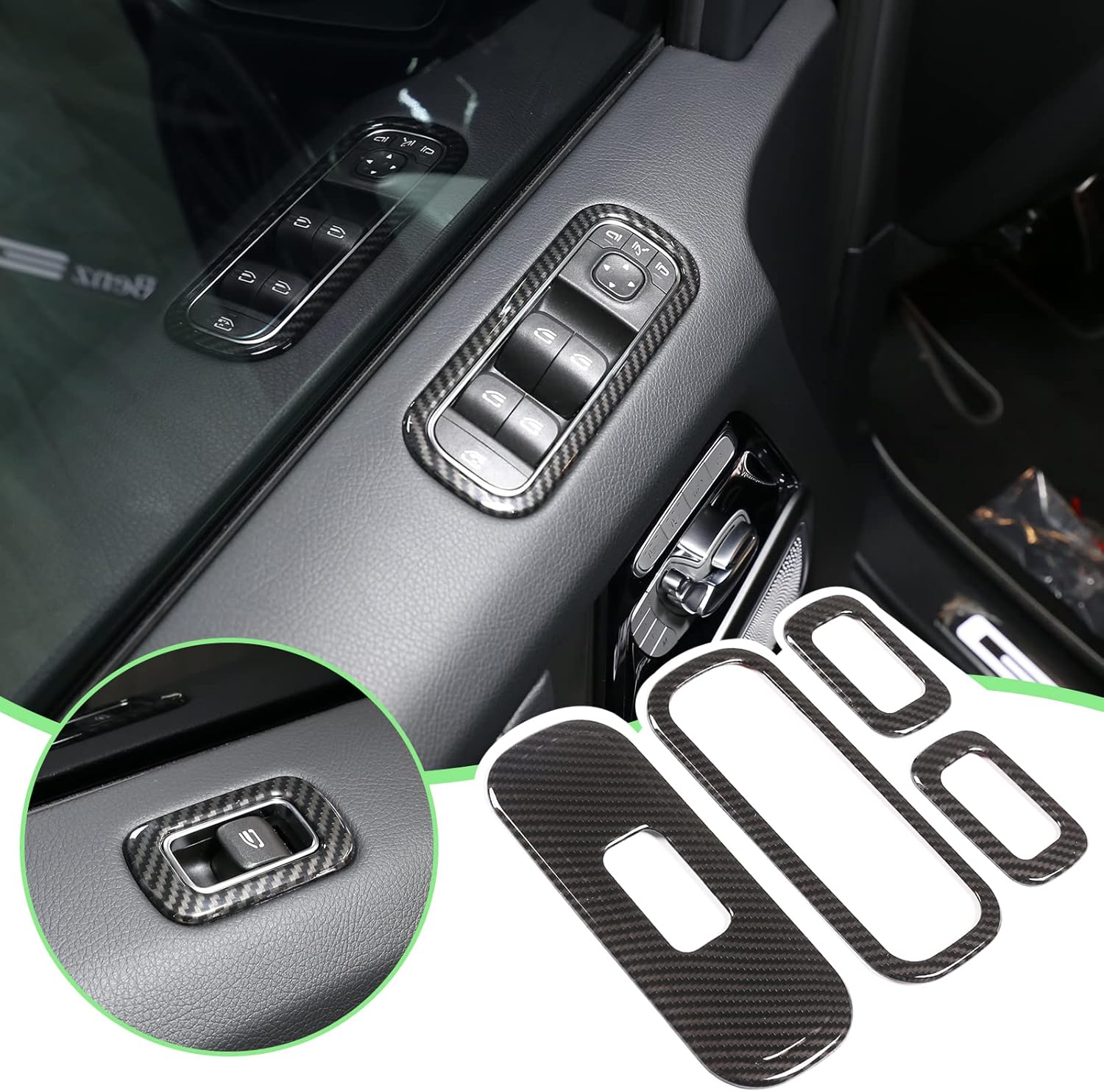 PIUGILH Inner Window Switch Panel Cover for Mercedes Benz G Wagon W464 G Class W463 G500 G550 G63 G65 2019 2020,Window Lift Switch Cover Interior Button Trim Kit,1 Set of 4,Interior Accessories