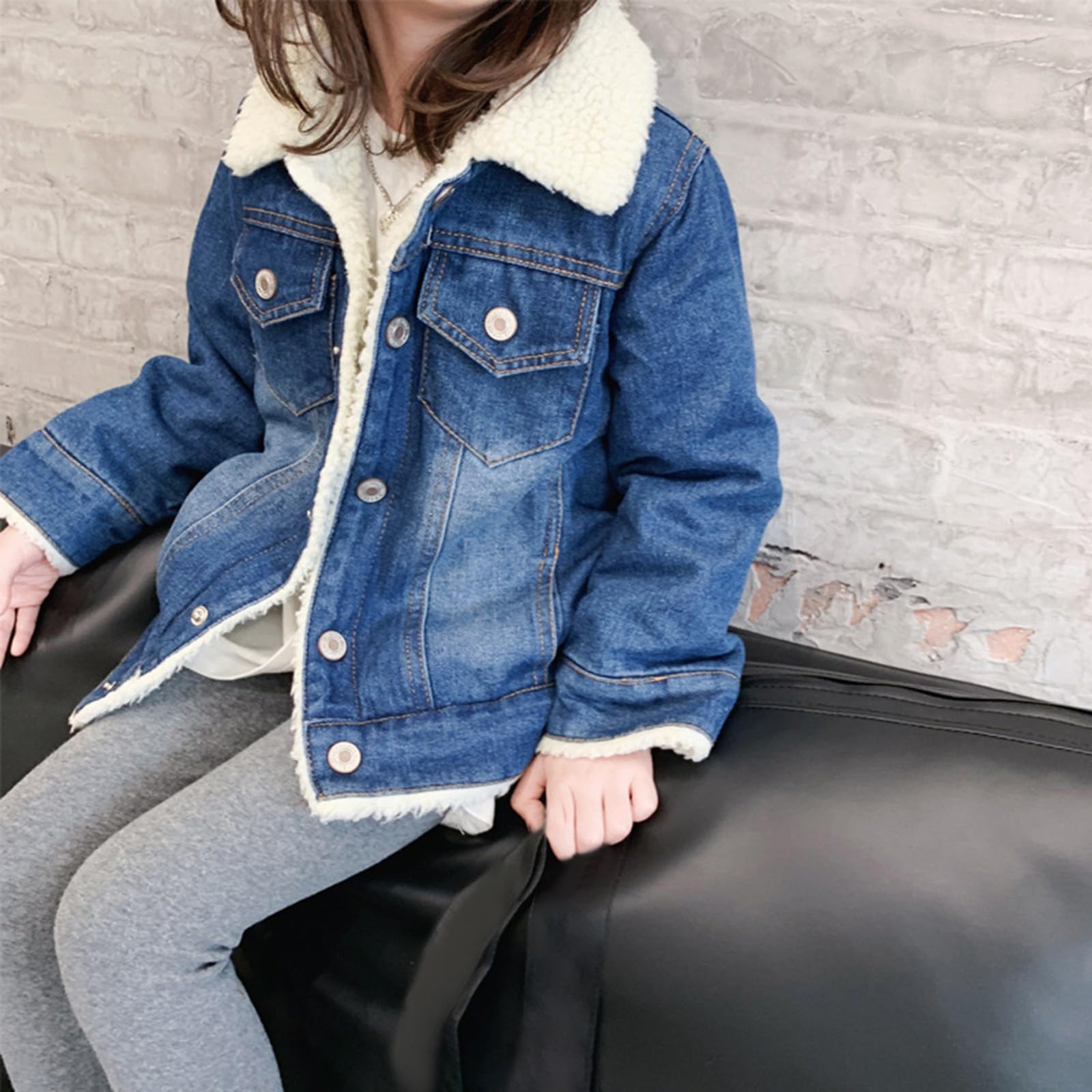 Generisch - Chaqueta vaquera con forro polar - Acogedora chaqueta de invierno para niños pequeños - Abrigo suave y cálido para actividades diarias al aire libre