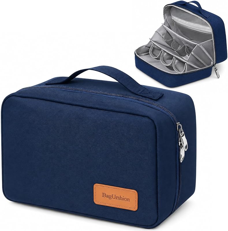 Necessaire de viagem BagUrshion azul com compartimentos e zíper