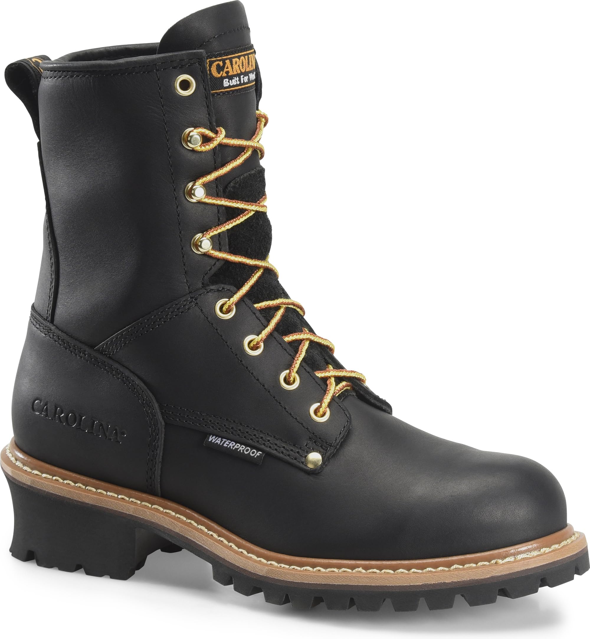 Carolina 8" Waterproof Logger Boots for Men - Slip-Resistant Traction, Foam Footbed for All-Day Work - Waterproof Work Boots - Full-Grain Leather