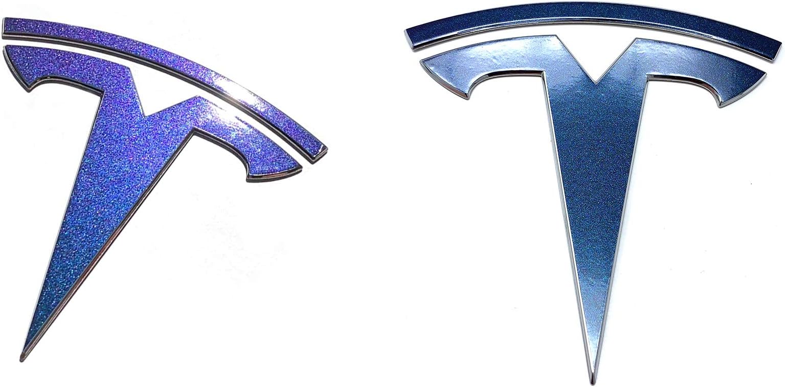 Custom Cut Graphics Logo Decal Wrap for Tesla Model Y, 4-pc Set (Gloss Flip Deep Space - Blue/Purple)