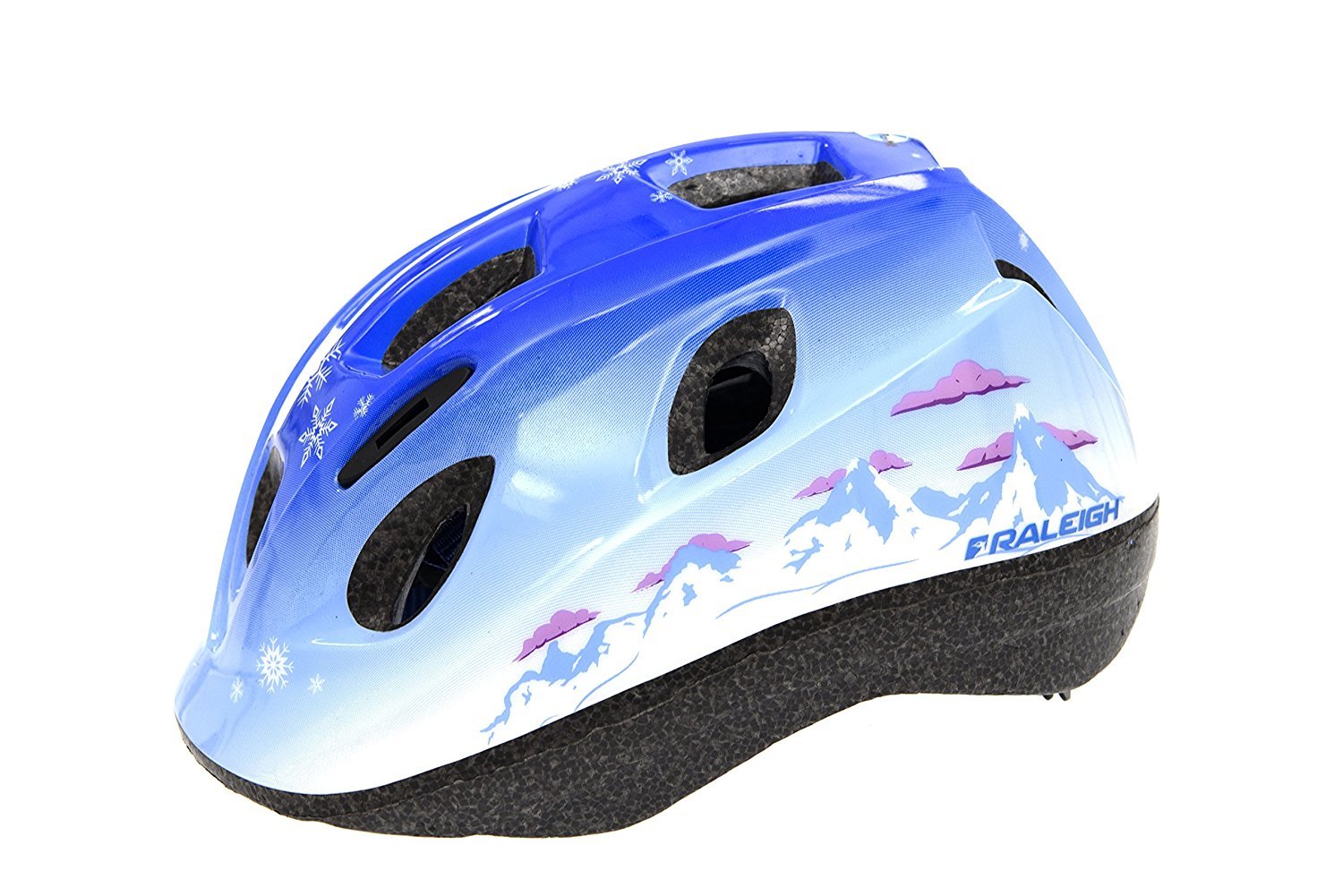 Raleigh Mystery Ice Kids 12 Vents Bike Flat Back Crash Helmet LED 52-56cm Blue