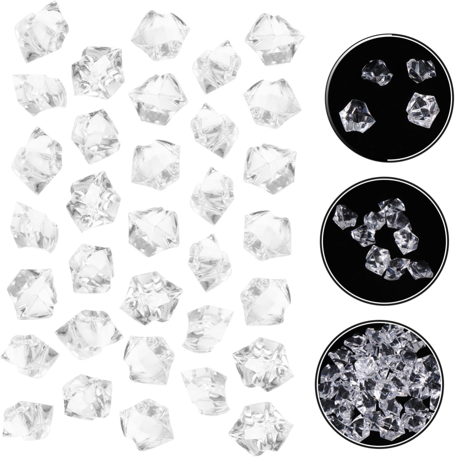 PRETYZOOM 600pcs Clear Plastic Realistic Faux Crushed for Candles Weddings Party Decorations Lightweight Water Rocks Transparent