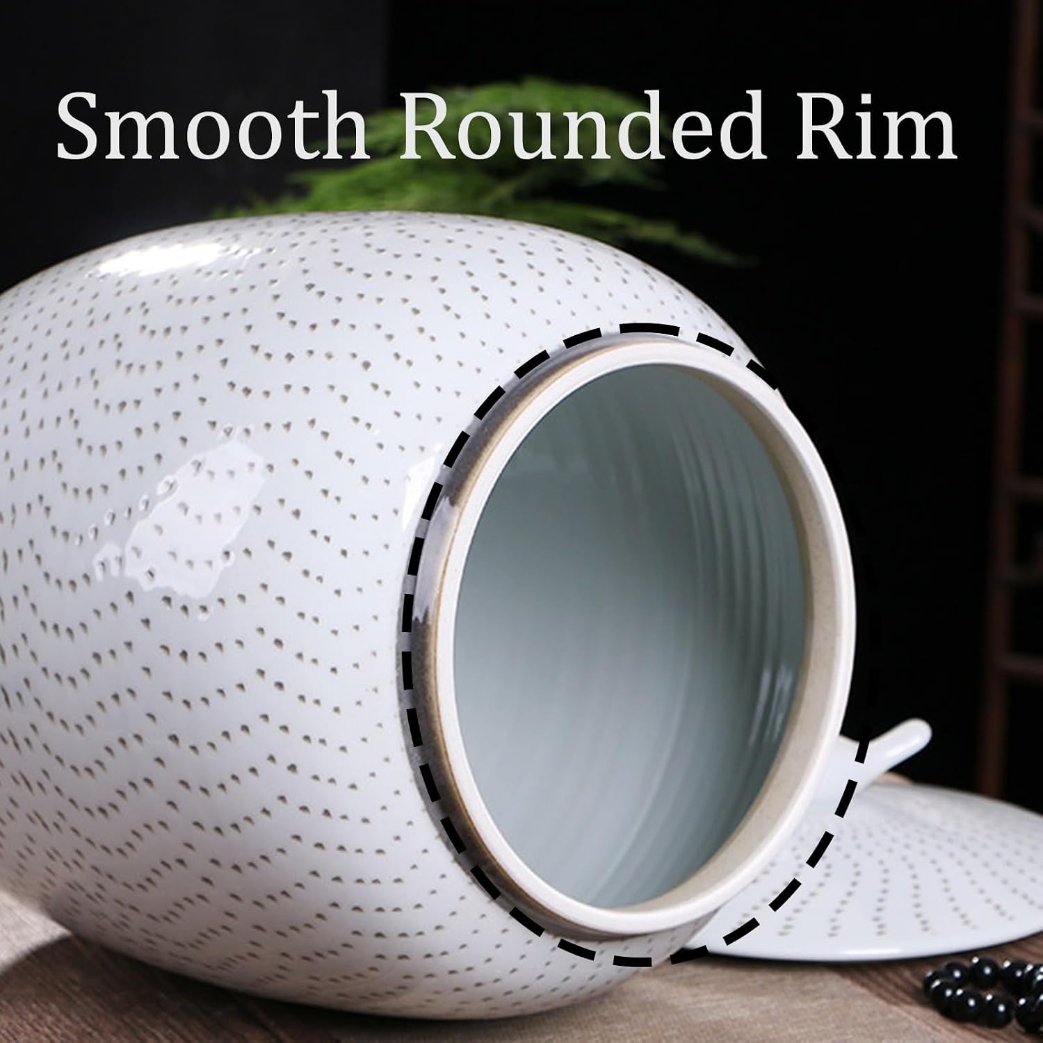 Ceramic Rice Storage Container with Lid, Ceramic High Capacity Rice Bucket Porcelain Grain Dispenser for Rice, Cereal, Flour, Sugar, Coffee(Blue,Capacity: 10 kg)