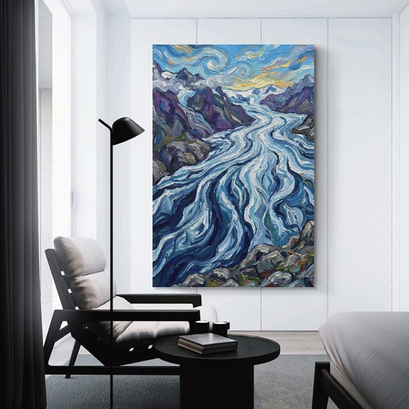 Junmoney Glacier Landscape Painting Room Decor Wall Art, 16x24inch(40x60cm), for Office, Study Or Home Workspace, Decorative Artwork for Productive Spaces