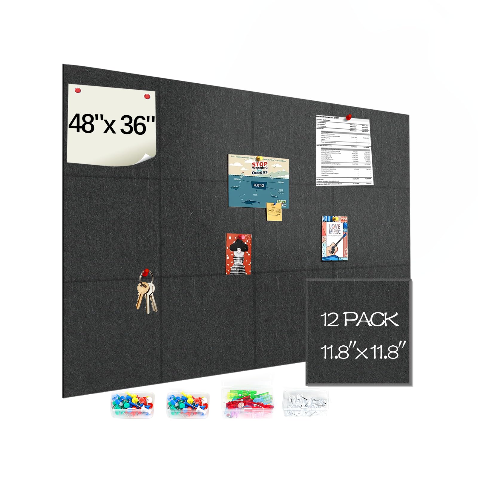Creative Large Cork Board Set - 47"x35" Bulletin Board and Felt Board for Home and Office Walls Versatile Pin Boards and Black Office Decor-image-31