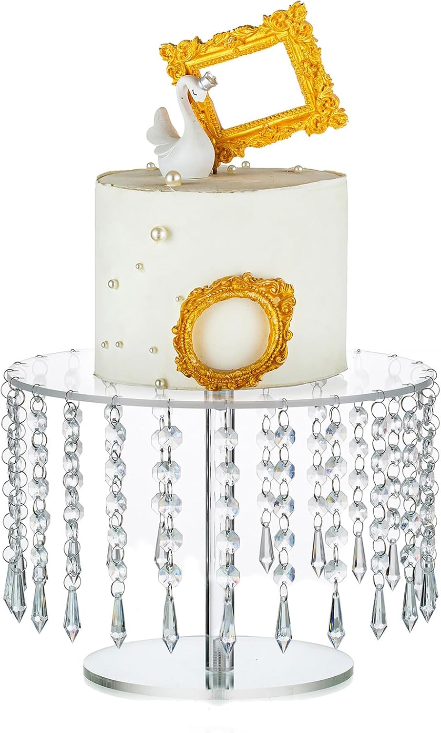NUPTIO Golden Cake Stand Round: Cupcake Stands 30cm Diameter Geometric Metal Afternoon Tea Cup Cakes Of Dessert Display Tray for Wedding Birthday