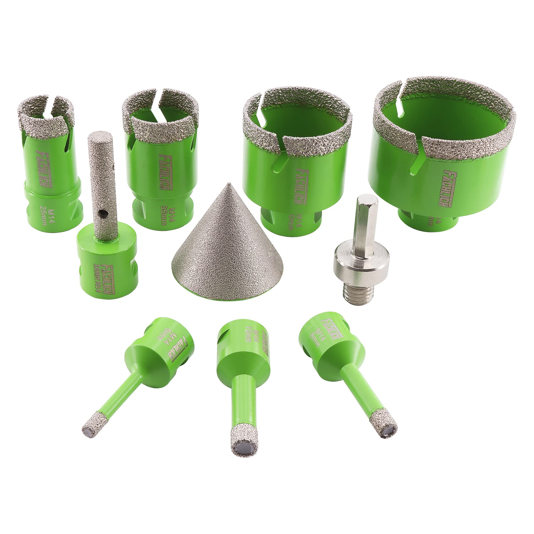 Diamentowe wiertła 6/6/8/20/35/50/68mm 10 sztuk/zestaw i 10mm i 50mm Frez i adapter do wiercenia na sucho Porcelana Płytka Granit Marmur