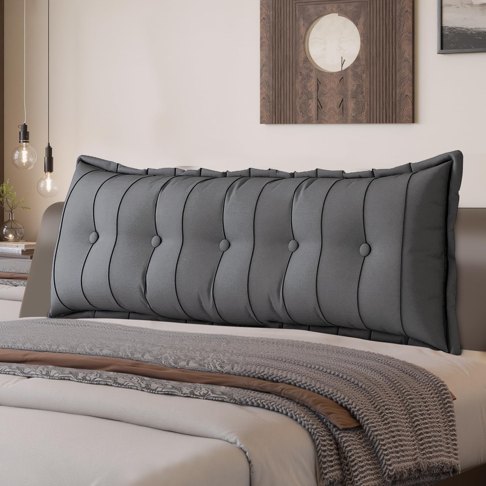 Grande cuscino per testiera letto, cuscino da lettura per sedersi a letto, schienale cuscino per supporto e posizione comoda a letto, divano, con fodera rimovibile
