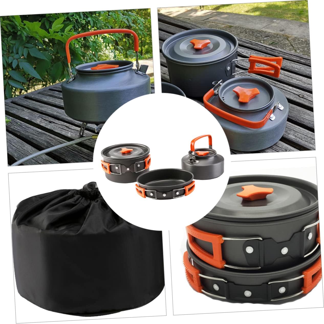 Portable Camping Cookware Person Pot Aluminum Water Kettle for Outdoor Trips