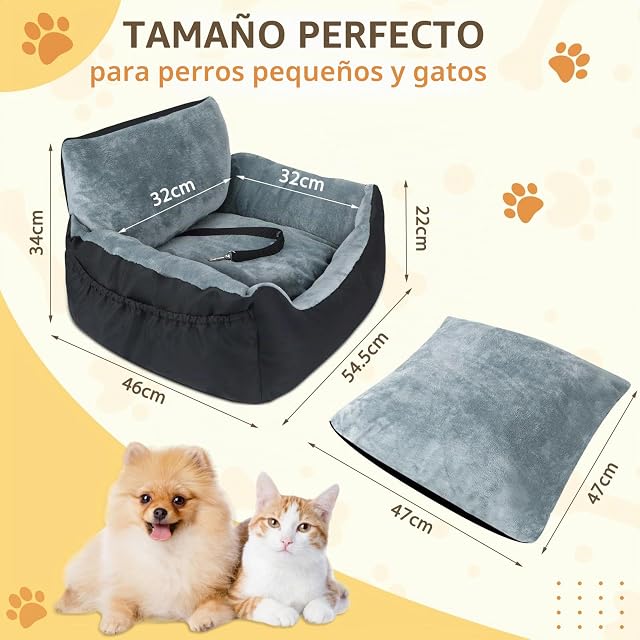 Foto 2 de 7 de Lannvan Asiento Perro Coche Pequeño, Cama Perro Coche Suave y Mullida