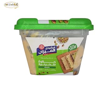 El Rashidi El Mizan Halawa Halva With Pistachio Was Made From Natural Raw Materials No Preservatives No Additives Non Gmo Or Artificial Colors (1Pack8.82 oz /250 gm)