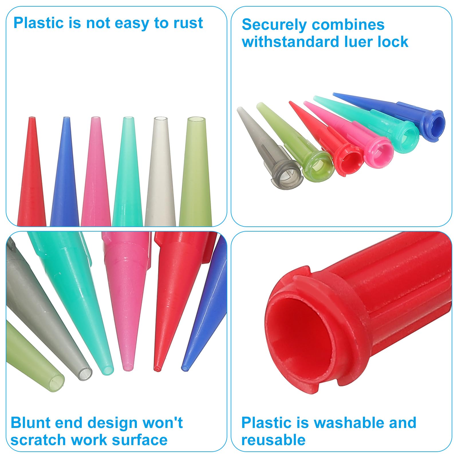 PATIKIL 20G stożkowa igła dozująca stożkowa końcówka 50 sztuk plastikowe stożkowe stożkowe igły do dozownika płynu do napełniania płynów atramenty samoprzylepne różowe