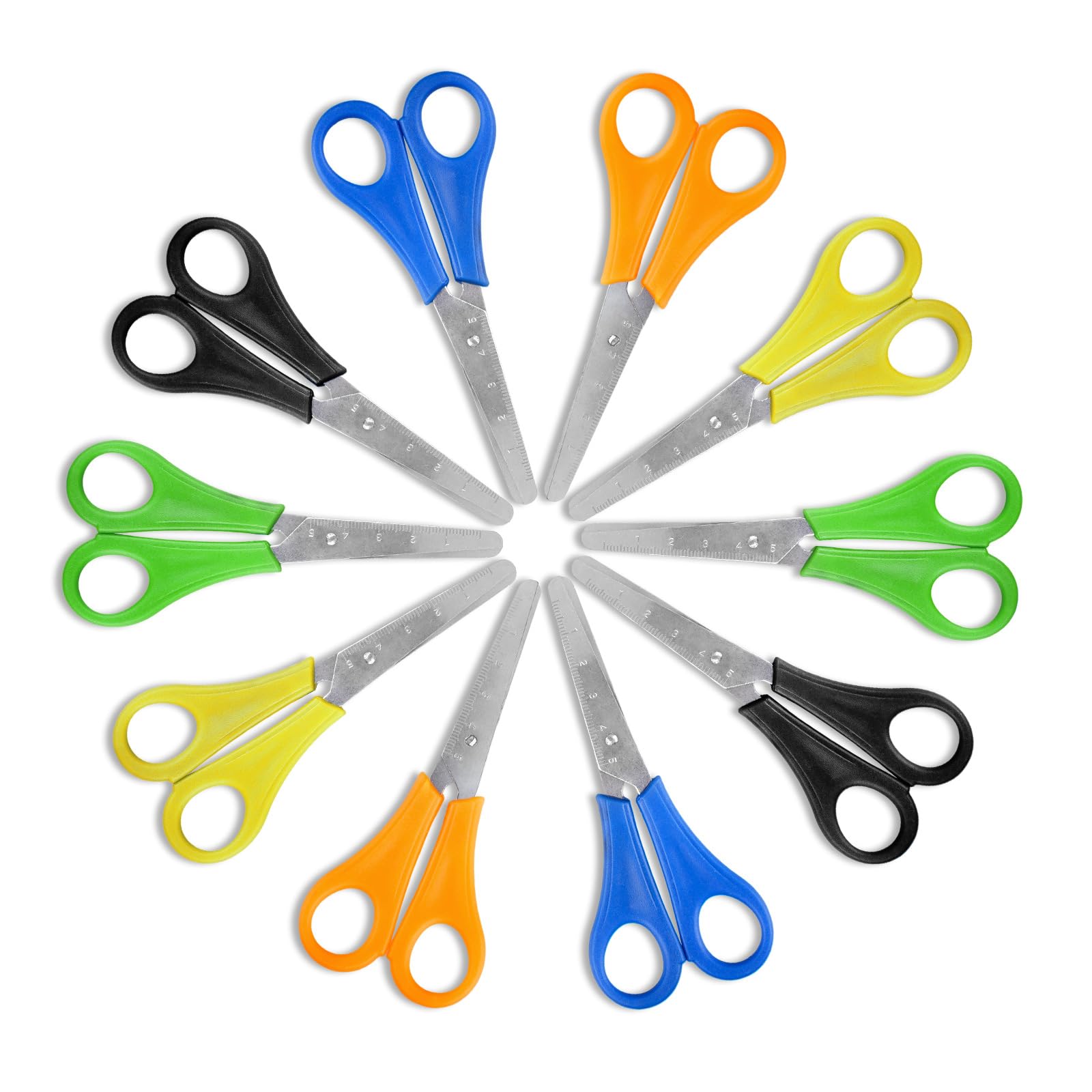 10 Pezzi Forbici Punta Arrotondata Bambini Sicurezza Forbici per Bambini con Manico Forbici Scuola con Scala cm Forbici per Mancini Bambini per Artigianato Scuola e Famiglia DIY Scrapbooking