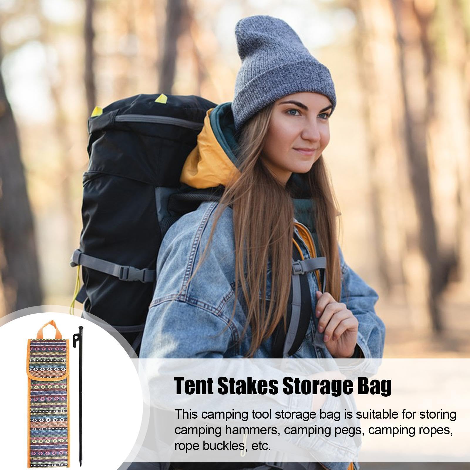 Ensemble de piquets de tente – Sac de rangement pour piquets de sol | crochets | Sac de rangement pour piquets de tente de camping en plein air, sac de rangement robuste pour piquets de tente de