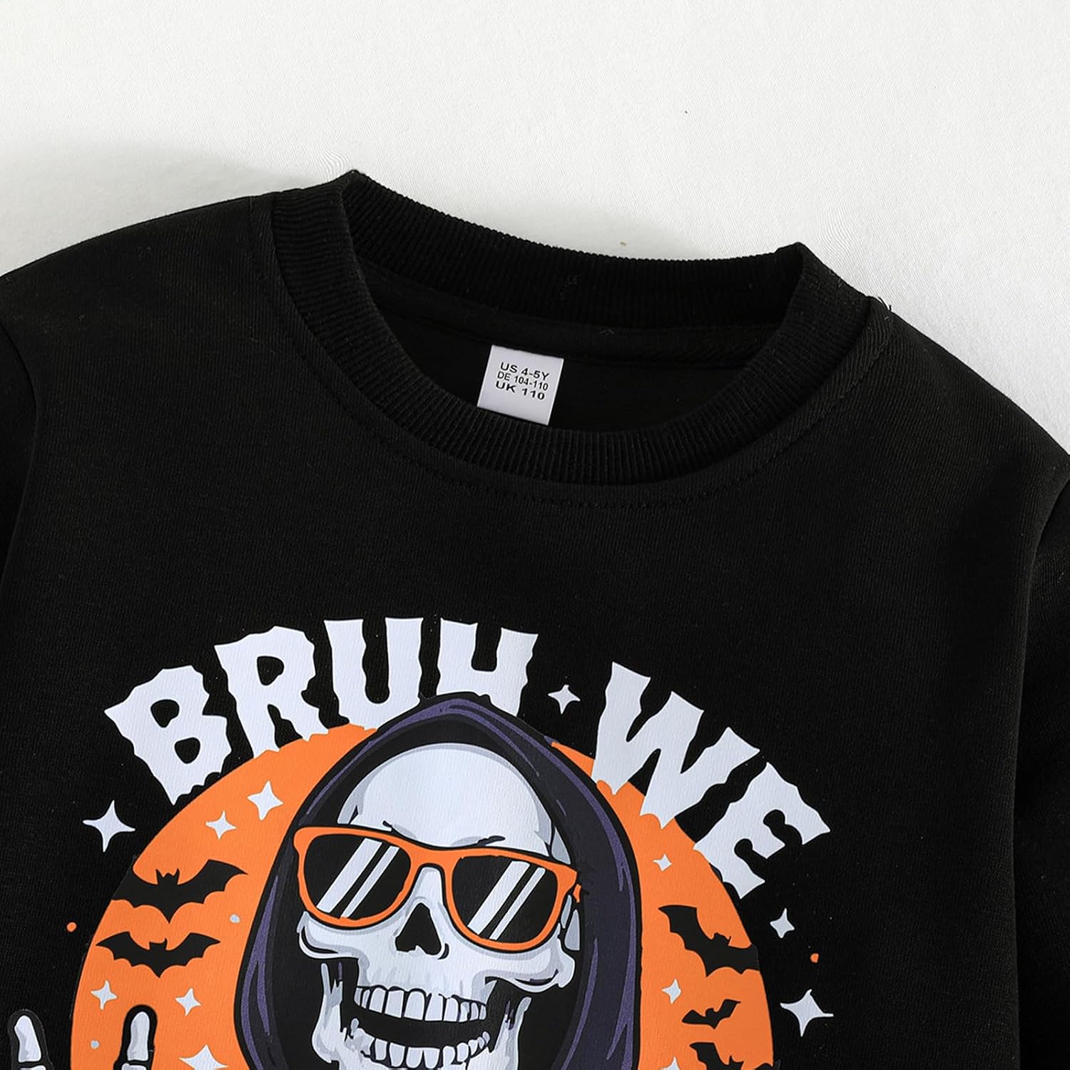Boys Halloween Sweatshirt Spooky Skeleton Pumpkin Shirt Tops
