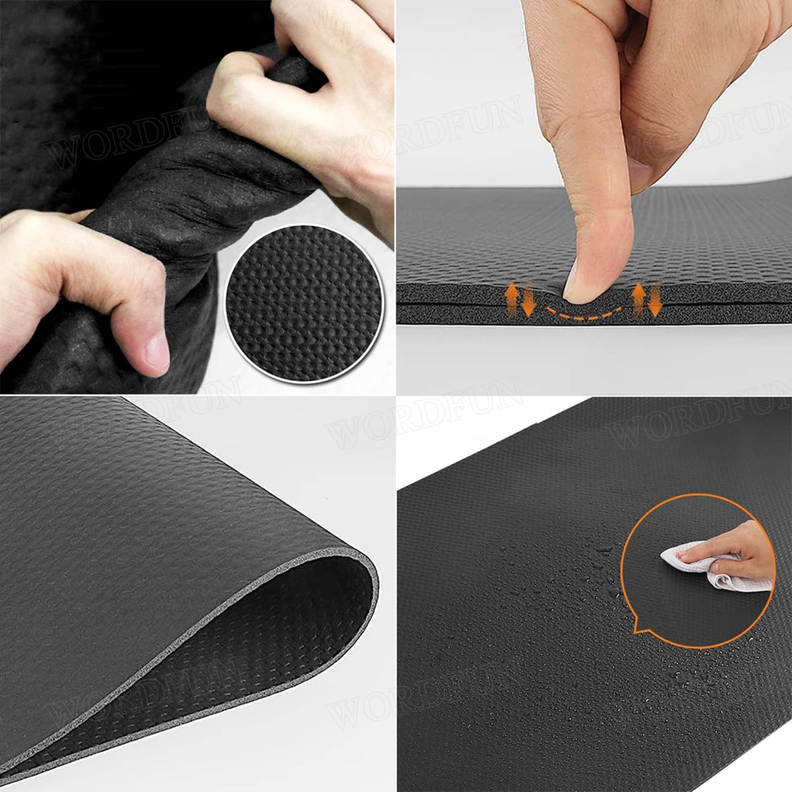 WORDFUN Tappetini per Cyclette Antiscivolo, Tappetino Insonorizzante Antivibrazione, Tappetino per Attrezzature Fitness Ad Alta Densità, Tappetino Protettivo per Il Pavimento, Resistente