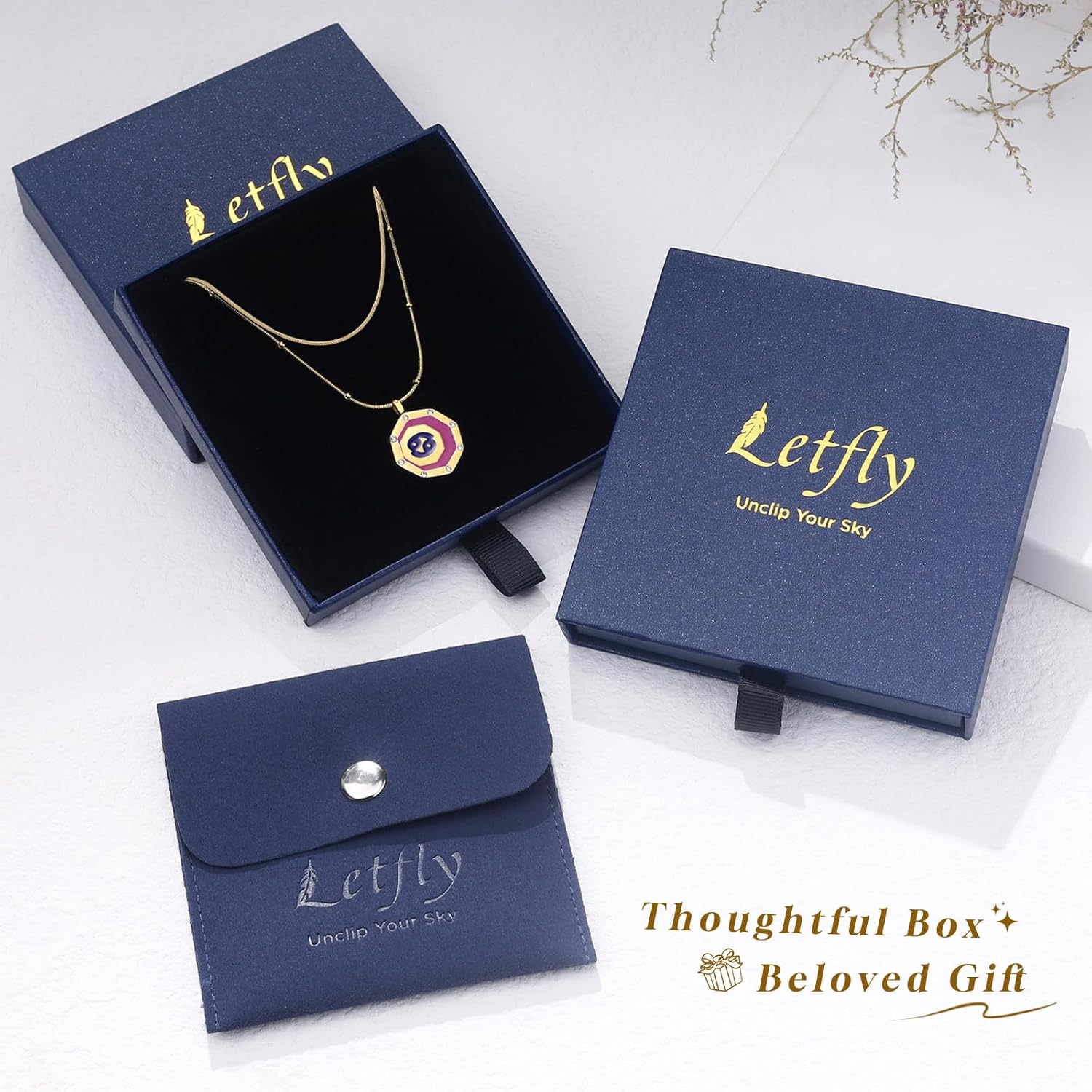 LETFLY Zodiac Layered Gold Necklaces for Women, Layered Snake Chain with Adjustable Cubic Zirconia 18K Gold Plated Octagon Shaped Pendant Necklace for Womens Jewelry Gifts - Image 6