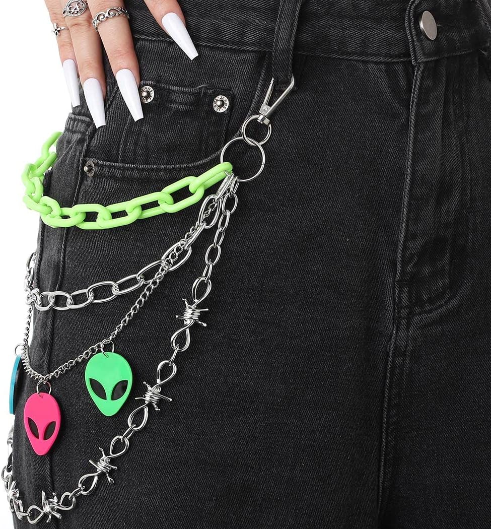 Ursumy Hip Hop Pant Chain Acrylic Jean Chain Punk Wallet Chain Rock Pocket Chains for Men and Women Gift