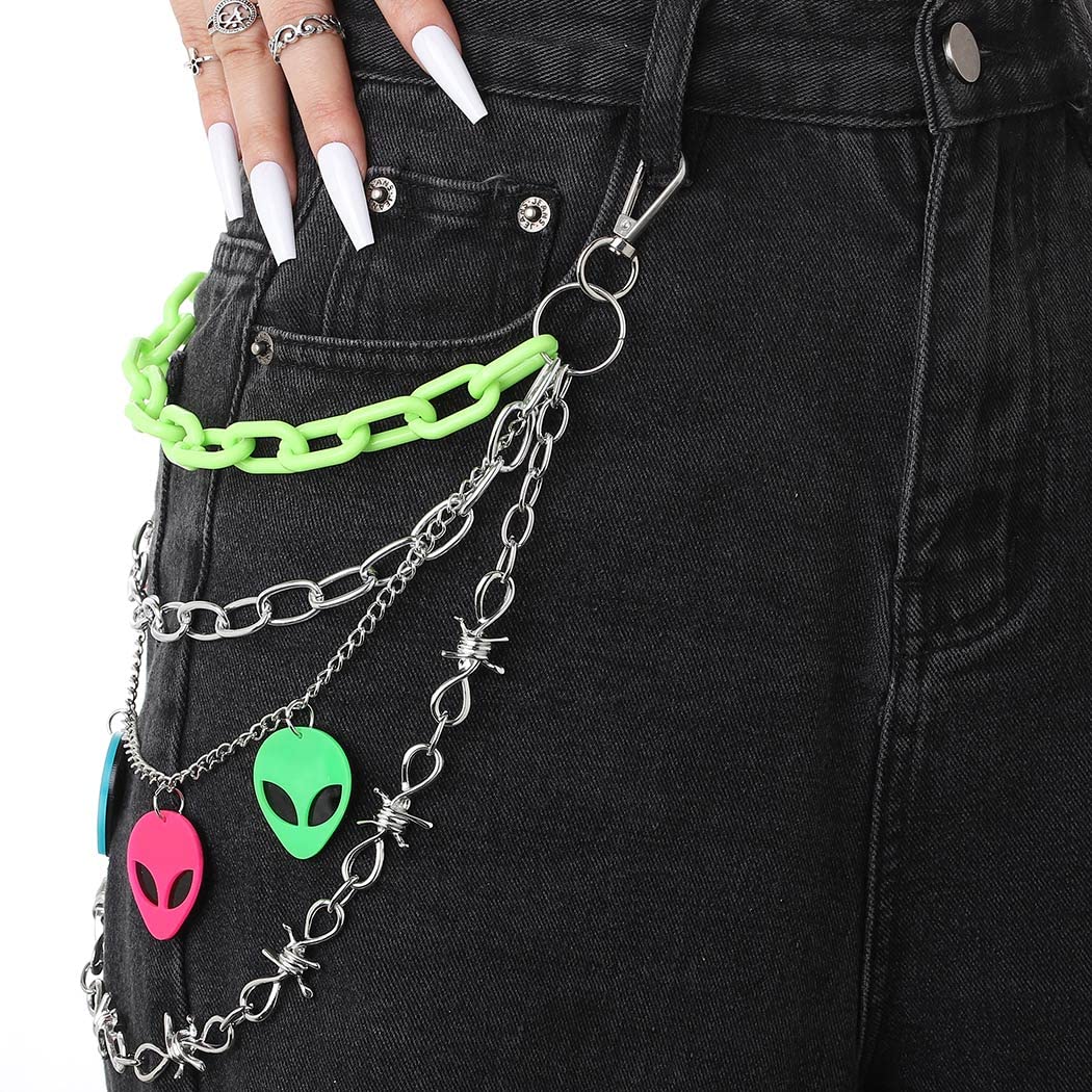 Bounzhi Acrylic Jean Chain Punk Wallet Rock Pocket Chain for Men and Women (B)