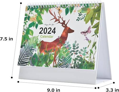 Miniatura 4 de Calendario de escritorio 2024 con patrón creativo, calendario de escritorio de pie, calendario de escritorio, encuadernación de alambre con bloc de