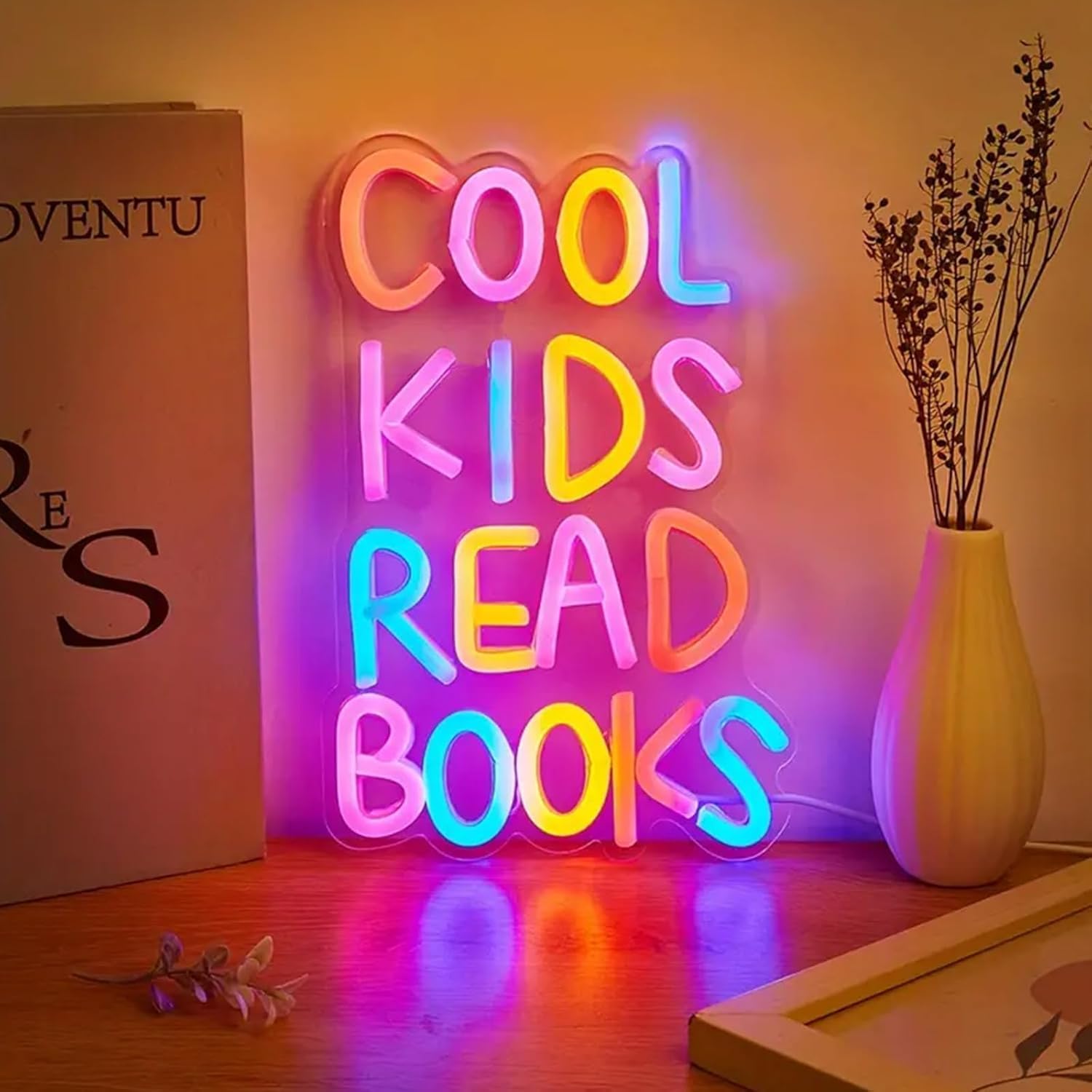 Cool Kids Read Books Neon Signs. Libri Luce al neon per decorazioni da appendere per sala di lettura, decorazione per angoli di lettura in biblioteca e aula con interruttori dimmerabili per la