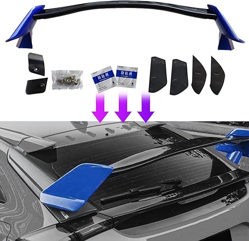 Miniatura 6 de Archaic Alerón para Honda Civic Hatchback 2016-2021, alerón trasero de tapa de maletero FK4 FK7 FK8  EOS Type-R Style JDM ABS brillante, azul