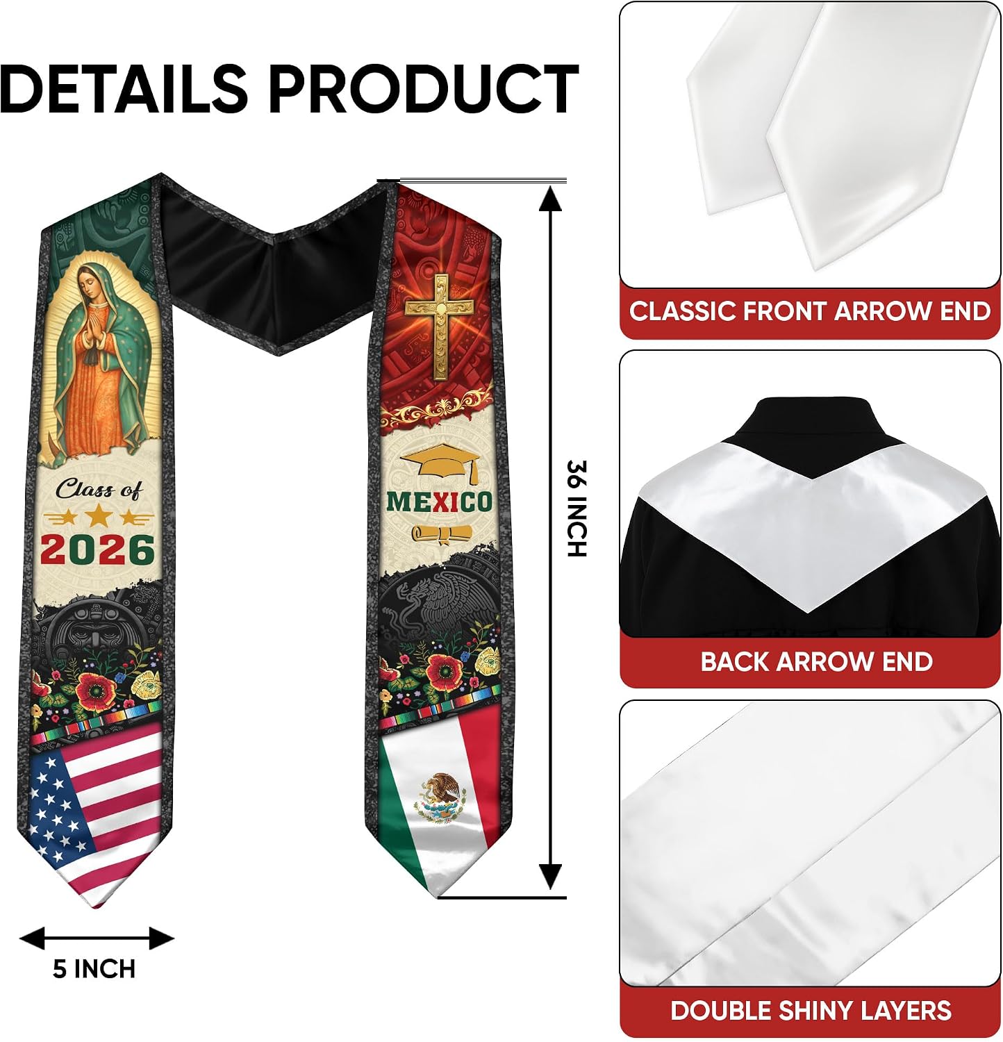 Mexican Flag Graduation Sash, Mexican Stole, Graduation Sash Mexico 2026