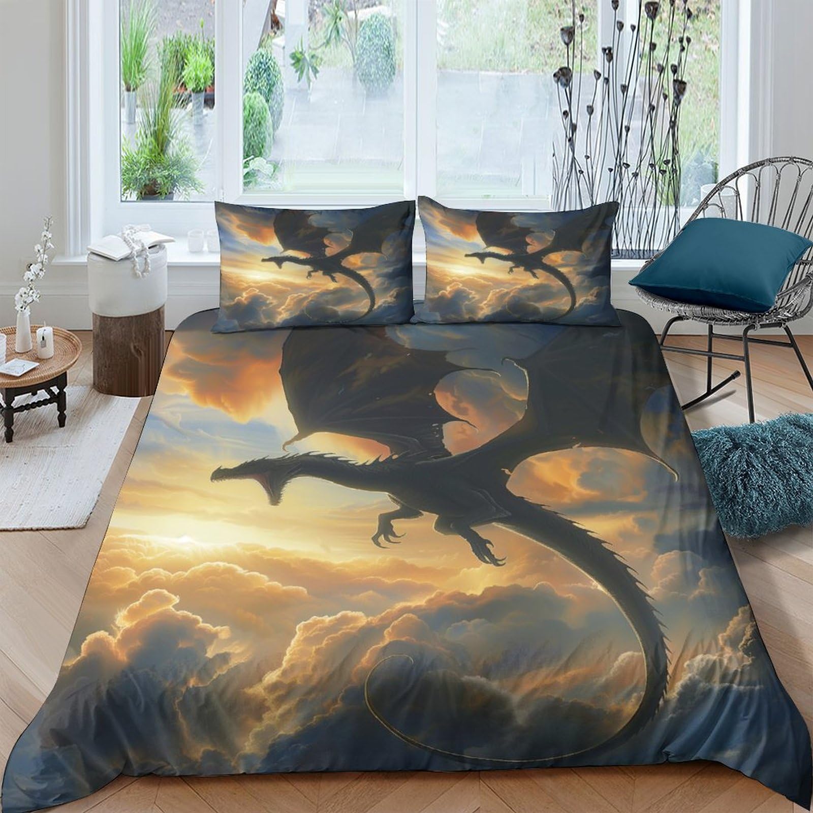 Housse de couette dragon respirante pour éviter la transpiration nocturne