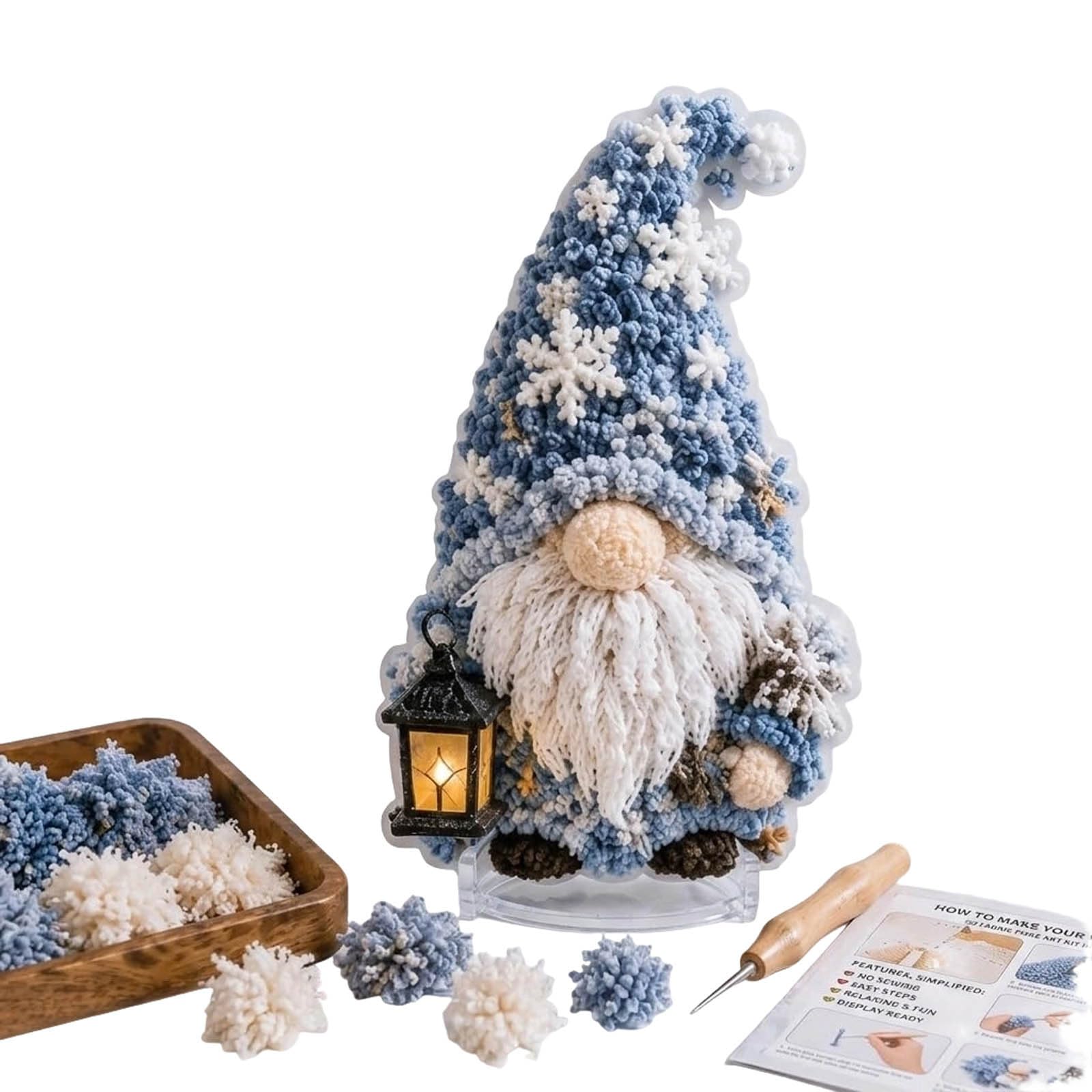 Gnome 3D Fabric Poke Art Kit, Christmas DIY Poke Art Craft Kit for Adult Beginner Handmade Faith Gifts