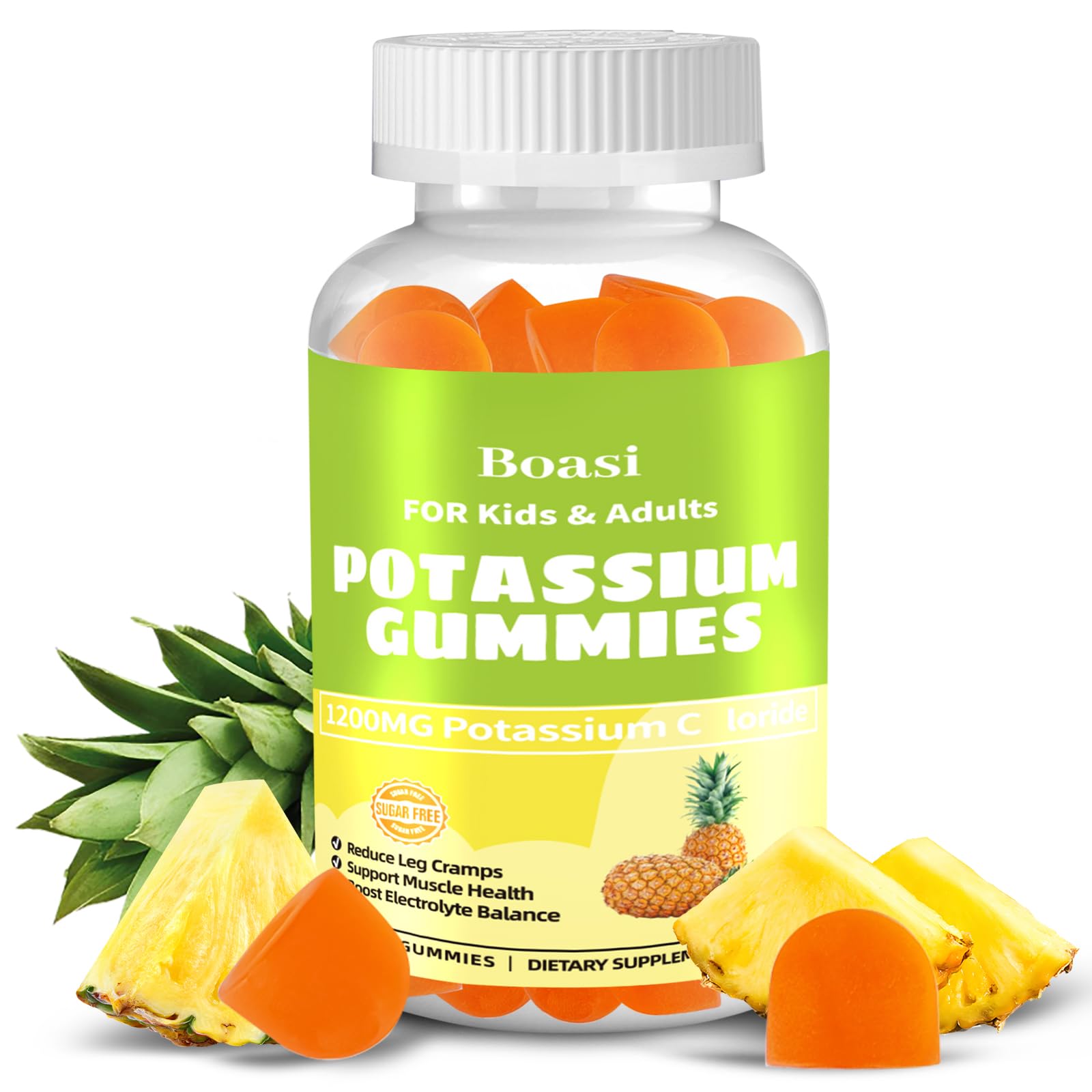 90 Count 1200mg Potassium Chloride Gummies,Muscle Relief & Heart Health