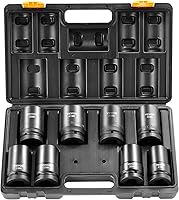 Vista 11 de Vevor - Juego de 1/2 pulgada de enchufes de impacto de 9 piezas, juego de enchufes profundos métricos 29-38 mm, juego de enchufes de eje de 6 puntas