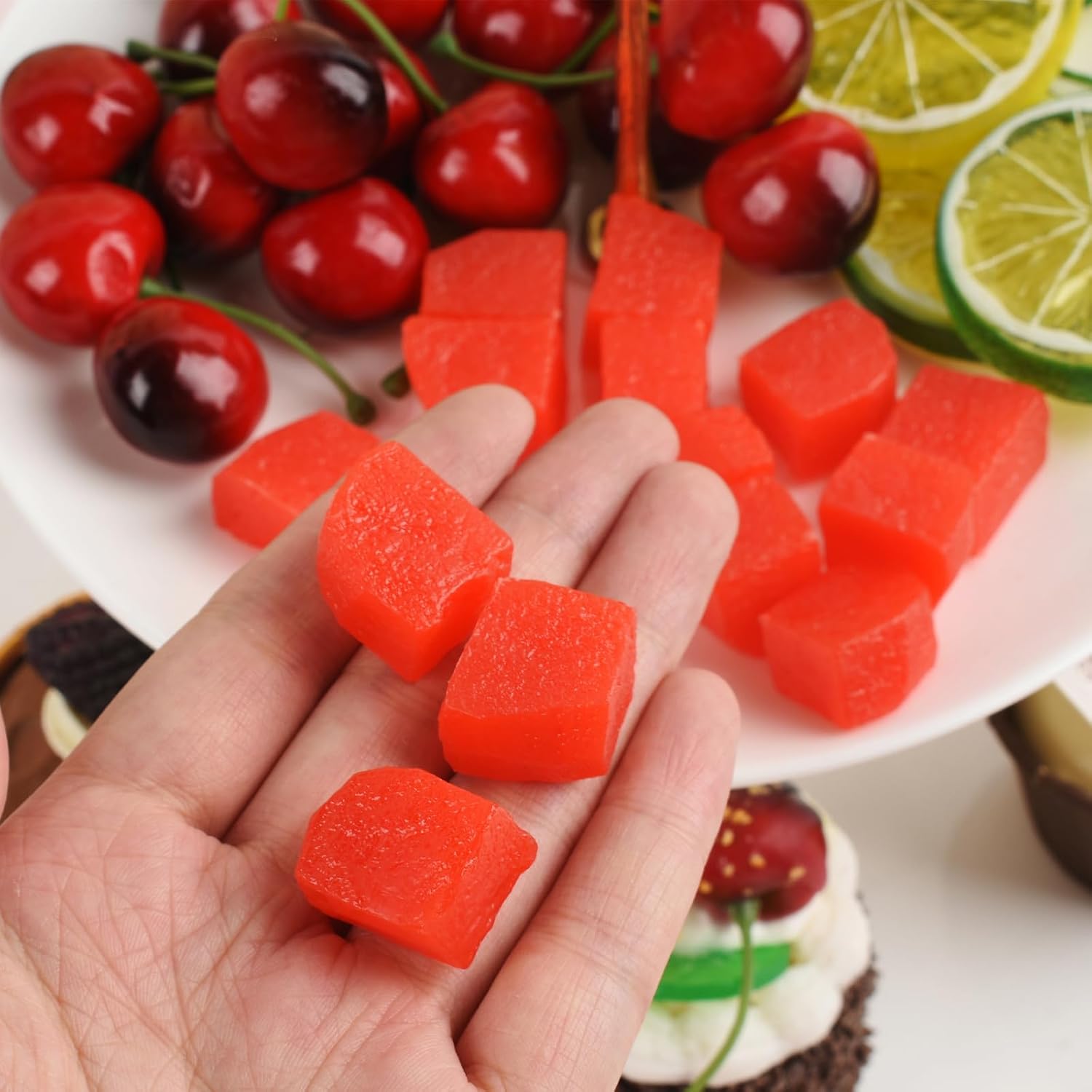 Artificial Watermelon Slice, 15 Pcs Lifelike Simulation Watermelon Slice Models Fake Fruit Ornaments for Home Party Table Decoration Photography Props