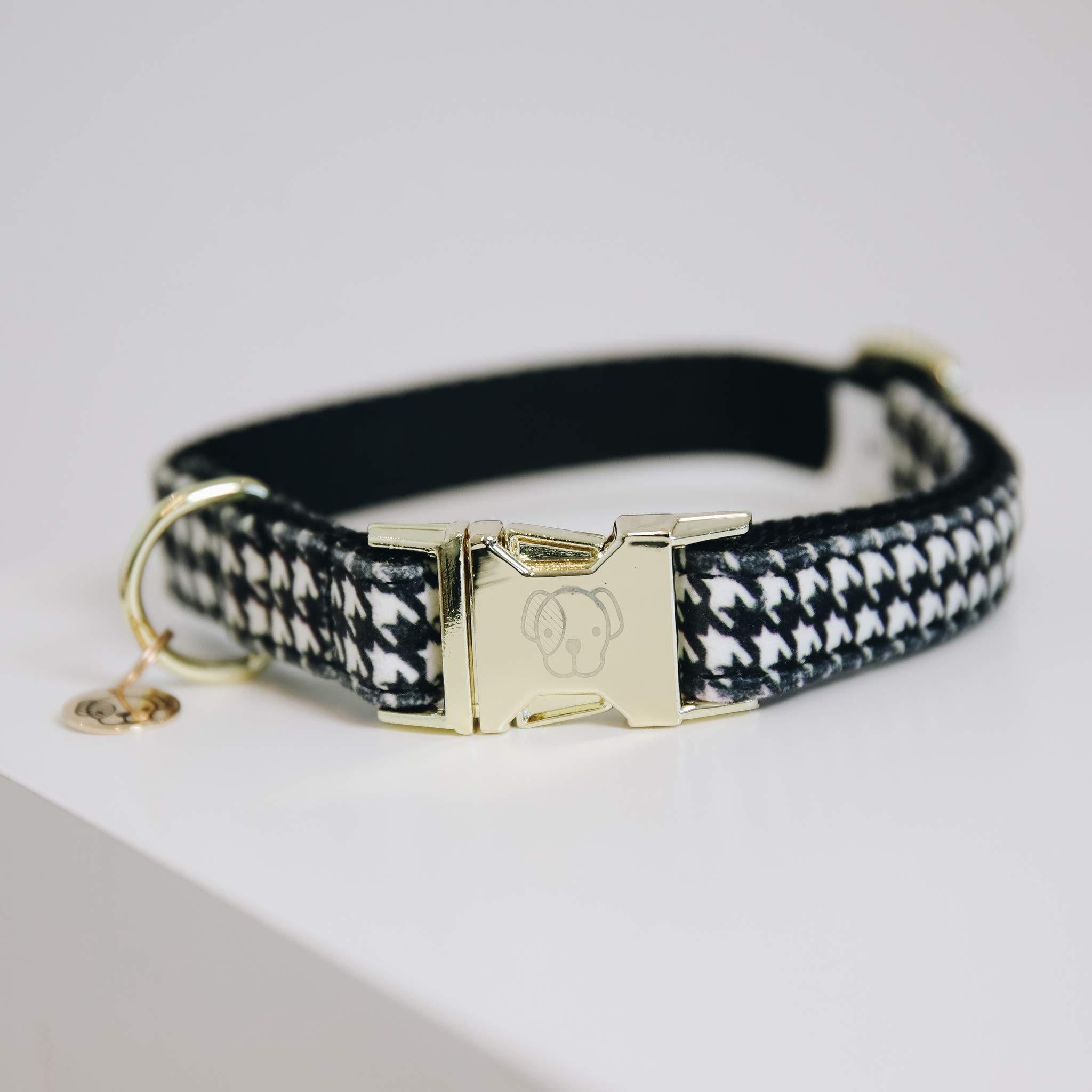 Collier pour chien pied-de-poule noir XS pour des balades urbaines élégantes de 25-38cm