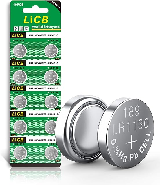 LiCB 10 PCS LR1130 AG10 SR1130 LR54 Battery 1.5V Button Coin Cell Batteries,Used in Many Small Electronics, Watch, Calculators, Toys